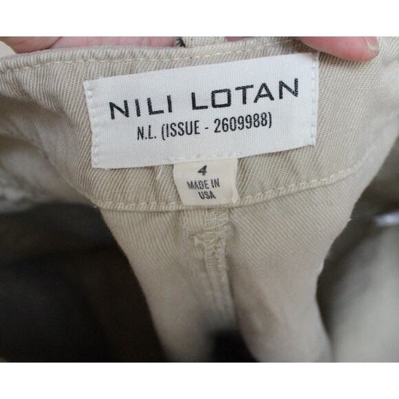 Nili Lotan Khaki Leon Boy Button Fly Straight Pants Size 4 - Picture 5 of 6
